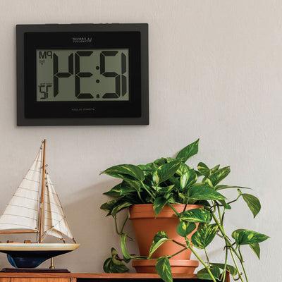 513-54087 Atomic Digital Wall Clock with Indoor Temp and Time Advance